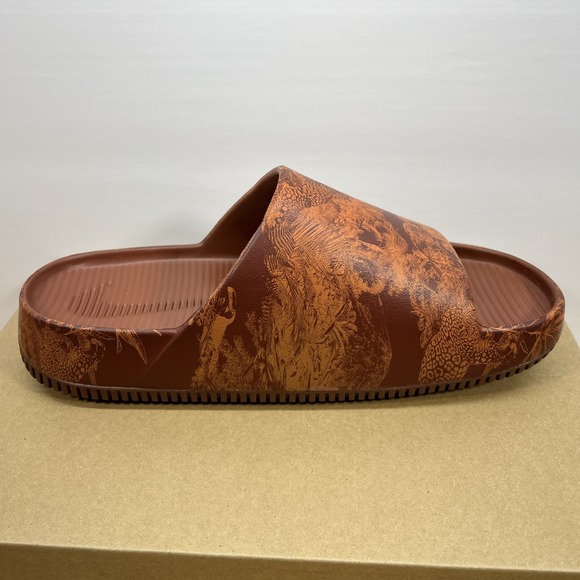 Nike Calm Slide Print Cinnamon Monarch‎ Slides  Men's 9 HQ1125-200 NEW - Picture 6 of 8